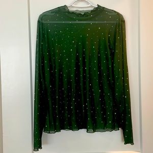 NWOT Sheer Star Patterned Long Sleeve Top size 3XL
